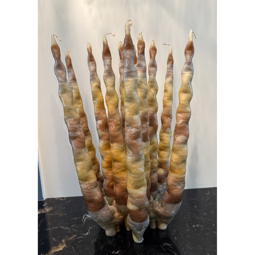 MCM Exotic Wax 13 Pillars/Stalagmite Candlesticks Art 19.25" Tall Centerpiece